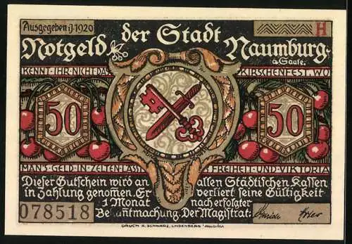 Notgeld Naumburg a. Saale 1920, 50 Pfennig, Der Lehrer führt die Kinder zu Prokop