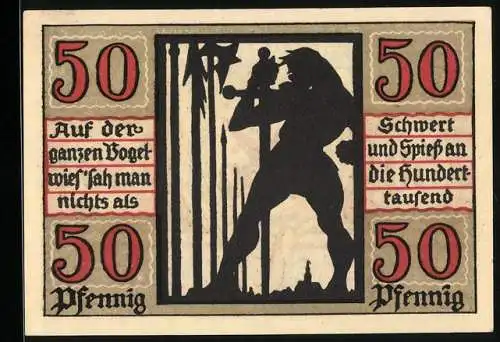 Notgeld Naumburg a. Saale 1920, 50 Pfennig, Prokop und die Waffen