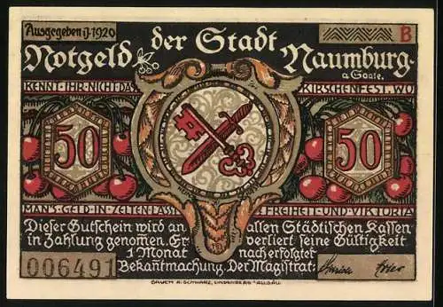 Notgeld Naumburg a. Saale 1920, 50 Pfennig, Ratsherren beklagen sich