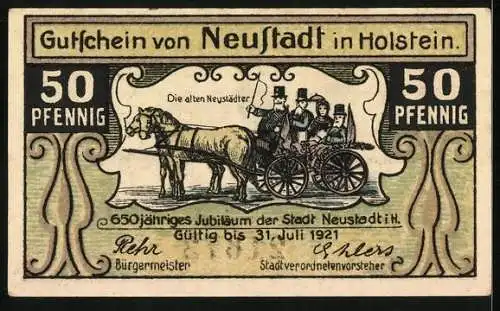 Notgeld Neustadt in Holstein, 50 Pfennig, Partie am Hafen