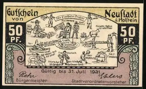 Notgeld Neustadt in Holstein, 50 Pfennig, Rathaus am Markt