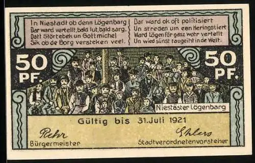 Notgeld Neustadt in Holstein, 50 Pfennig, Niestäster Lögenbarg