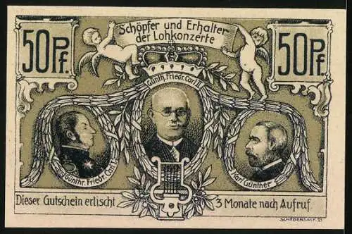 Notgeld Sondershausen 1921, 50 Pfennig, Konzerthalle im Loh, Carl Corbach