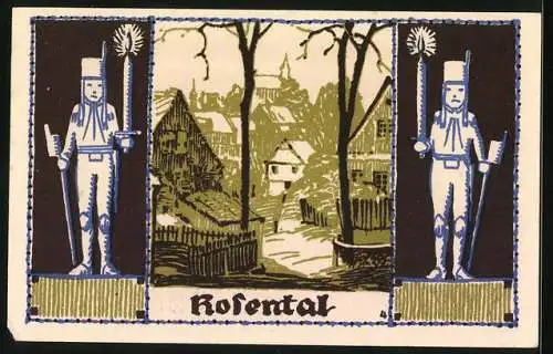 Notgeld Schneeberg 1921, 50 Pfennig, Wappen und Rosental