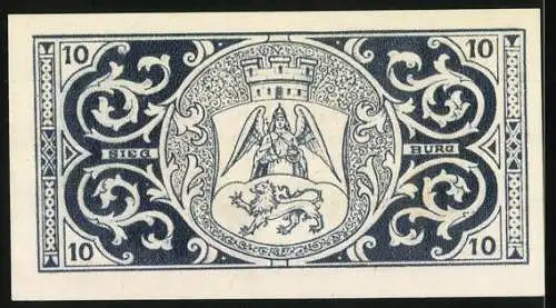 Notgeld Siegburg 1921, 10 Pfennig, Wappen mit Pflanzenrahmen