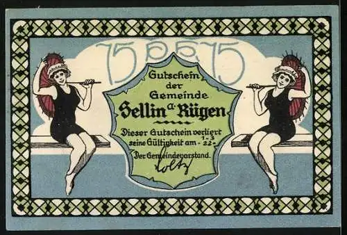 Notgeld Sellin a. Rügen 1921, 15 Pfennig, Leuchttürme und Seebrücke