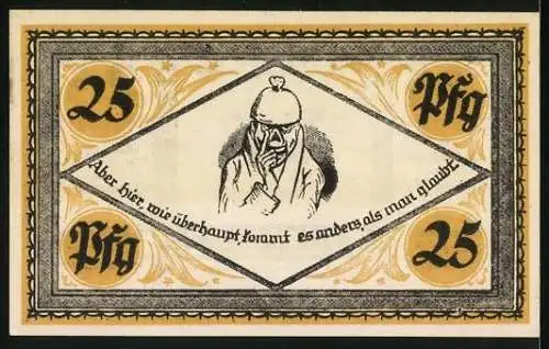 Notgeld Stolzenau 1921, 25 Pfennig, Wilhelm Busch im Portrait