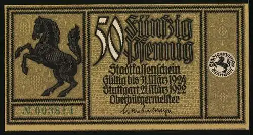 Notgeld Stuttgart 1922, 50 Pfennig, Das kleine Theater