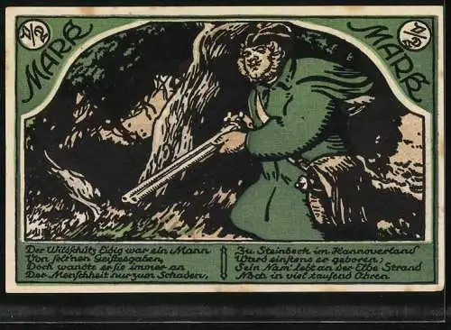 Notgeld Wilsede 1921, 50 Pfennig, Naturpark und Wildschütz