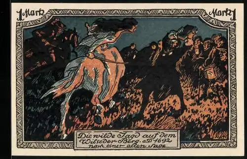 Notgeld Wilsede 1921, 1 Mark, Naturpark und die wilde Jagd