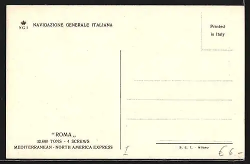 AK Passagierschiff Roma in Fahrt