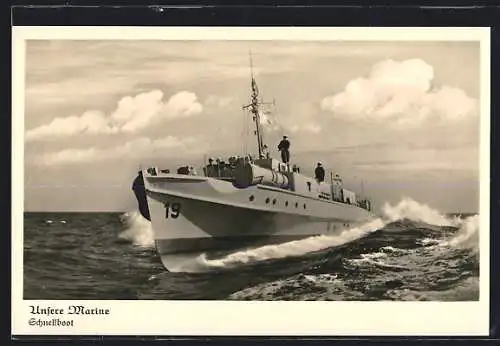 AK Kriegsmarine, Schnellboot 19 in voller Fahrt