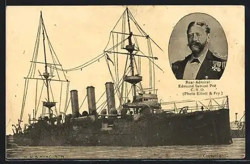 AK Britisches Kriegsschiff HMS Hyacinth, Rear-Admiral Edmund Samuel Poe