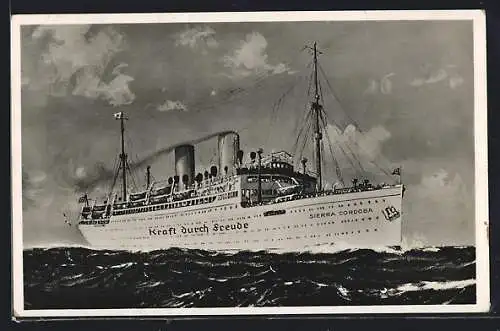AK KdF.-Passagierschiff Sierra Cordoba auf hoher See