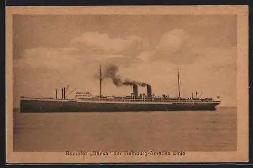 AK Passagierschiff Hansa in ruhiger See, Hamburg-Amerika-Linie
