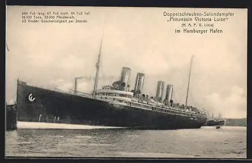 AK Passagierschiff Prinzessin Victoria Luise im Hamburger Hafen