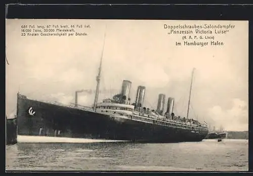 AK Passagierschiff Prinzessin Victoria Luise im Hamburger Hafen