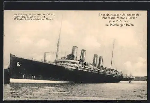 AK Passagierschiff Prinzessin Victoria Luise im Hamburger Hafen