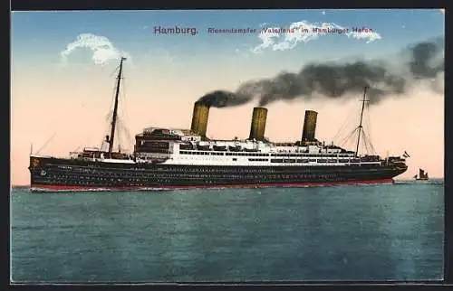 AK Hamburg, Riesendampfer Vaterland im Hafen