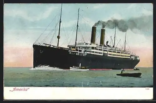 AK Passagierschiff Amerika mit rauchenden Schloten