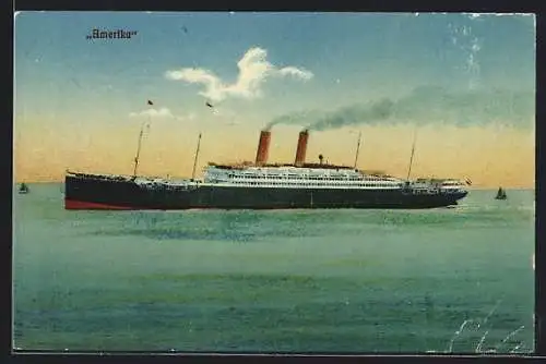 Künstler-AK Passagierschiff Amerika auf hoher See