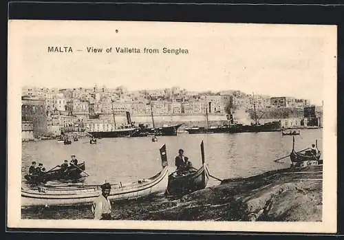 AK Malta, View of Valletta from Senglea, Ruderboote