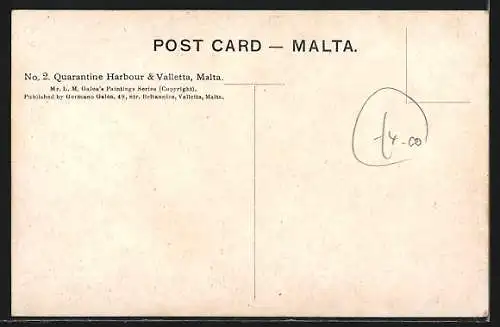 Künstler-AK Valetta, Quarantine Harbour