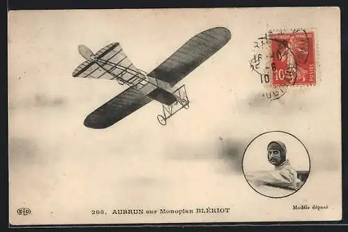 AK Aubrun sur Monoplan Blériot