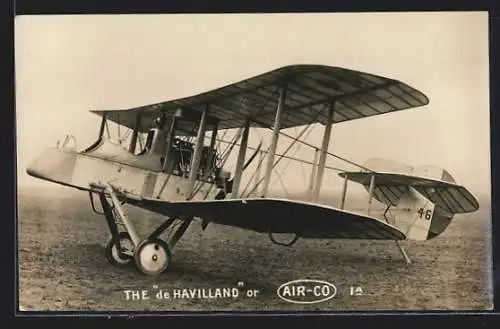 AK Flugzeug de Havilland 46 auf dem Landeplatz