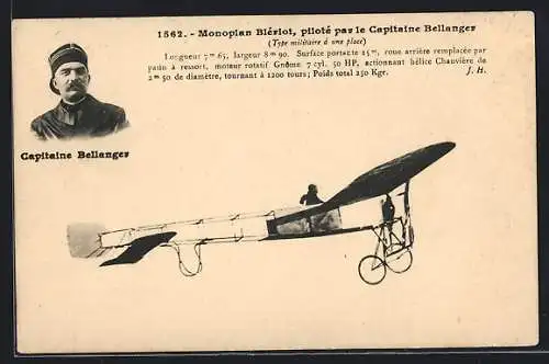 AK Monoplan Blériot, Capitaine Bellanger