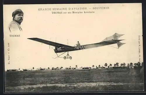AK Thomas sur son Monoplan Antoinette