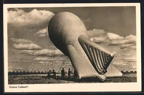 AK Unsere Luftwaffe, Fesselballon vor dem Start