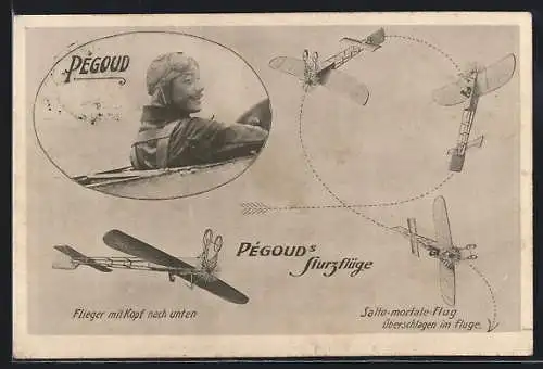 AK Pégoud und Kunstflug-Figuren