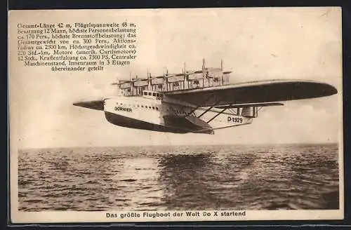 AK Do X, das grösste Ozeanflugboot der Welt startend