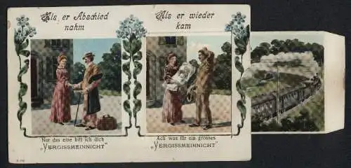 Mechanische-AK Jungers Paar beim Abschied und bei der Rückkehr, Ausziehmechanismus