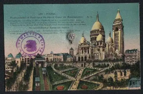 AK Paris, Funiculaire et Basilique du Sacré-Coeur de Montmartre, kleiner Anhänger
