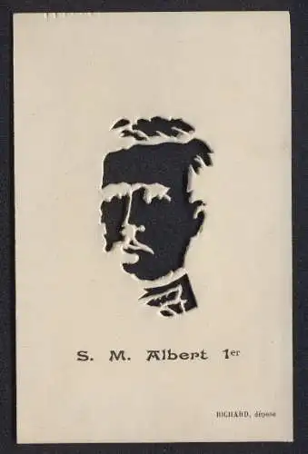 AK Albert I. von Belgien, ausgestanztes Konterfei