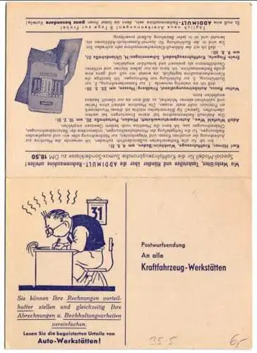 AK Reklame für die ADDIMULT-Rechenmaschine der Fabrik H. W. Kübler