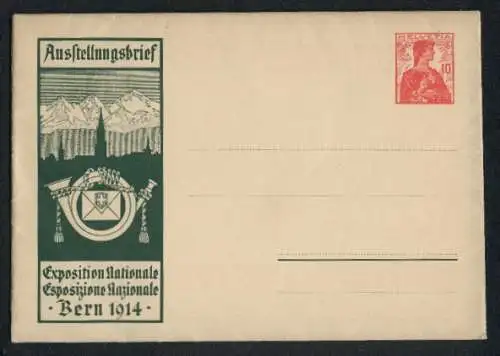 AK Bern, Exposition Nationale 1914, Ausstellungsbrief, Ganzsache