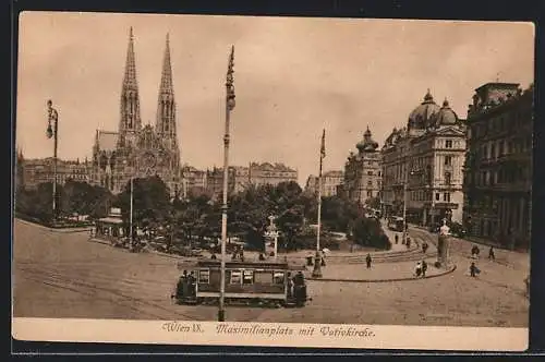 AK Wien, Maximilianplatz mit Strassenbahn