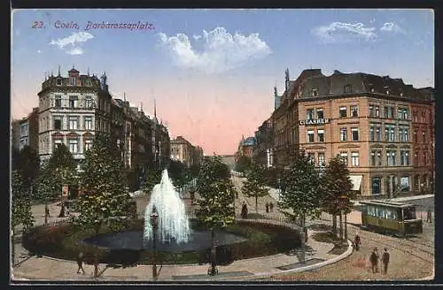 AK Köln, Barbarossaplatz mit Strassenbahn