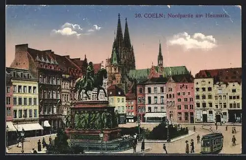 AK Köln, Nordpartie am Heumarkt, Strassenbahn