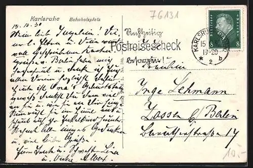 AK Karlsruhe, Bahnhofsplatz mit Strassenbahnen