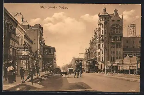 AK Durban, West Street, Strassenbahn