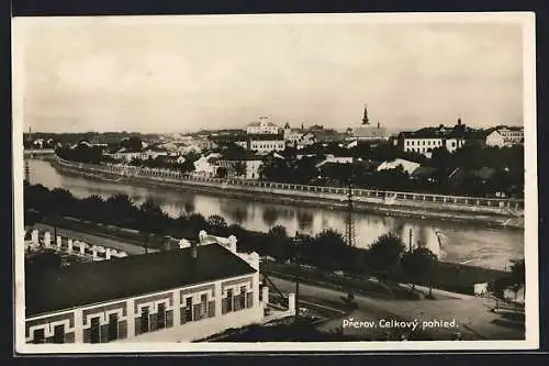 AK Prerov, Blick von der Uferpromenade auf die gesamte Stadt