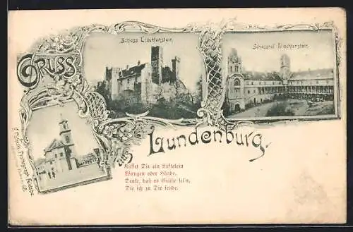 AK Lundenburg / Breclav, Schloss und Schlosshof Liechtenstein, zamek