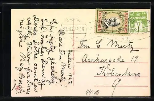 AK Kleines Kind mit einem Spielzeugpferd, Weihnachtsgruss