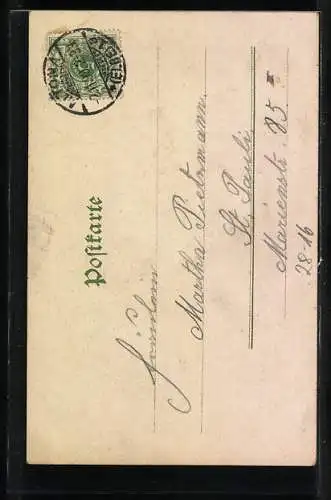 Lithographie Schneewittchen wird von den sieben Zwergen umtanzt