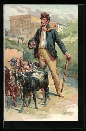 AK Neapel / Napoli, Ziegenhirt
