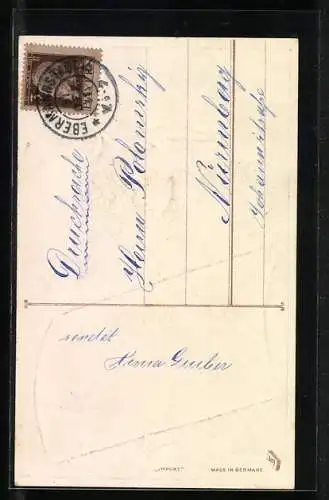 Präge-AK Schiff aus Geldschein und Münzen fährt ins neue Jahr